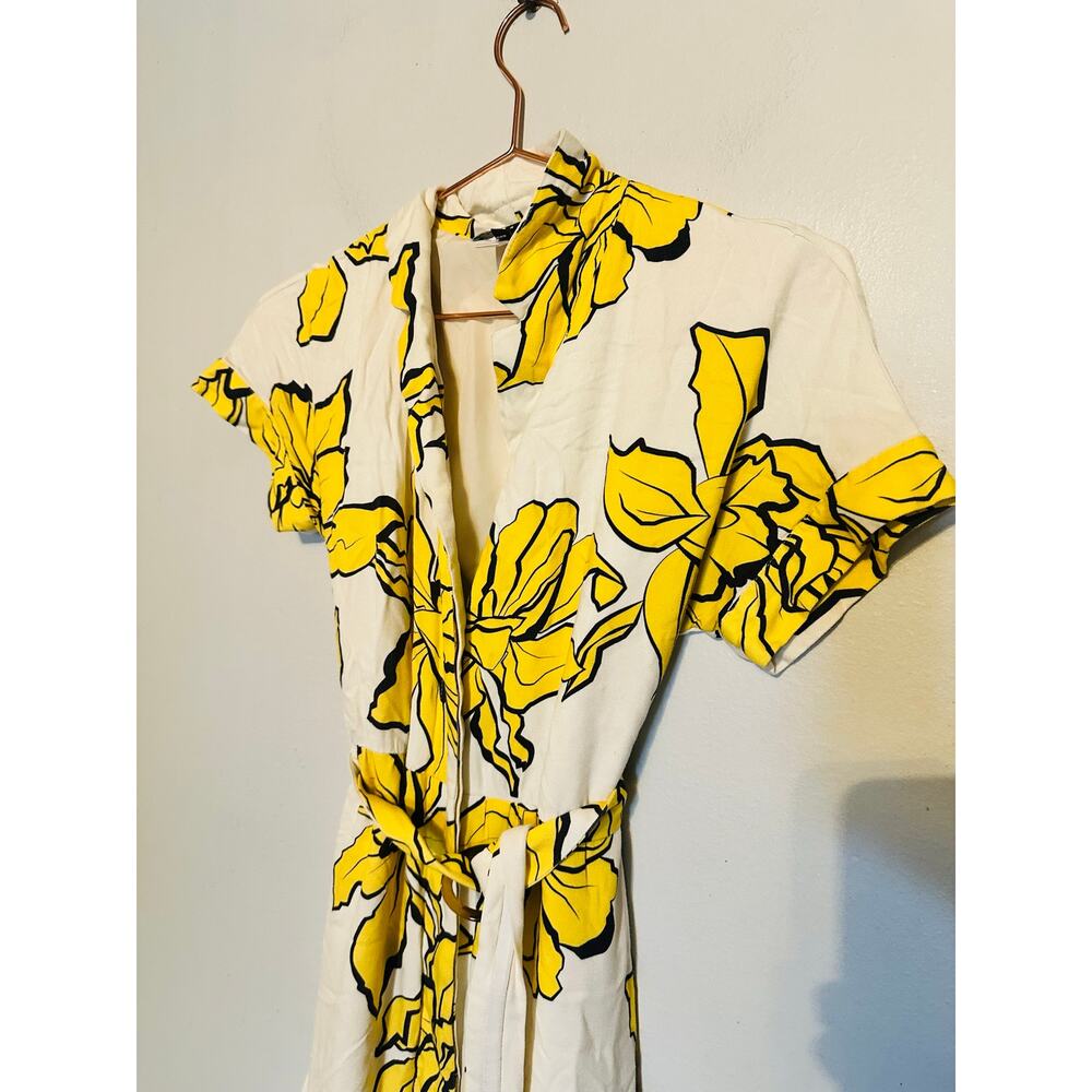 SLATE & WILLOW ANTHROPOLOGY Yellow White Floral Saskia Front Button Dress XS - Picture 12 of 13